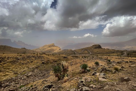 Simien Mountains - beautiful unique mountain landscape from North Ethiopian highlands, Ethiopia.
