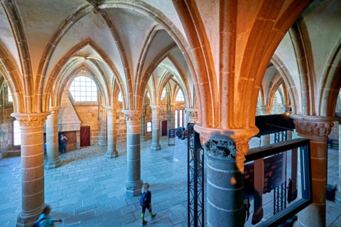Mont Saint Michel Normandy France. The interior of the abbey
