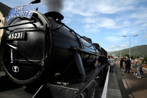 Waiting at the Platform before The Jacobite Steam train Journey from Fort William to Mallaig, Scotland