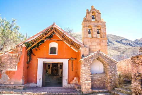 Small colonial chapel outside of Potosi in rural Bolivia