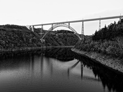 Viaduc de Garabit built by Gustave Eiffel in 1884 crossing the gorge of the River Truyere in the Massif Central region, France