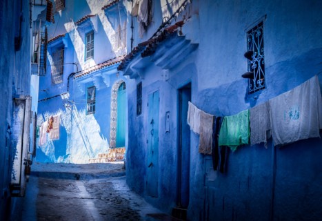 With its distinctive palette of blue and white washed buildings, the city of Chefchaouen keeps its cool in a very hot Morocco.