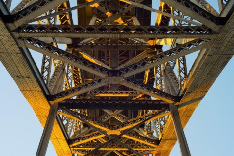 Dom Luis II bridge. View from under the bridge. Background