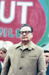 SALVADOR ALLENDE (1908-1973) Chilean politician on a supporters' march in 1964