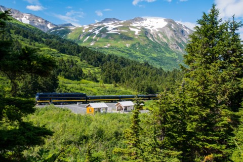 Alaska Railroad Glacier Discovery train trip,  Chugach National Forest, Alaska.