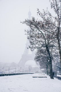 Eiffel tower in the snow