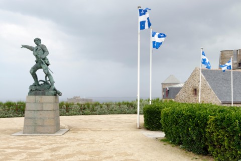 Statue of the pirate captain Robert Surcouf, Saint-Malo, Ille-et-Vilaine, Emerald Coast, Brittany, France