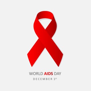 World AIDS Day December 1st. Banner with red ribbon and text World Aids Day on gray background. Vector illustration EPS 10