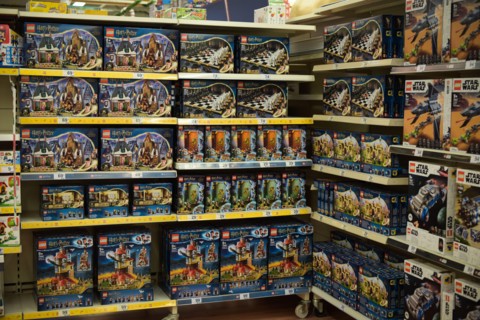 MELUN - FRANCE - DECEMBER 2021: view on the lego game in a toy department at a merchant