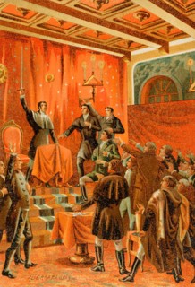History of Spain. Liberal Revolution of 1820. "Oath of the liberal conspirators at the Taller Sublime lodge." The various lodges of the regiments were called together for a solemn meeting in Cádiz to ...