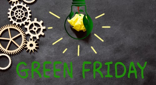 Top view of green grass with text green Friday. Eco, ecology concept