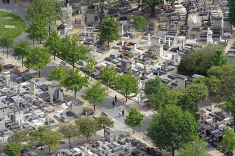 Aerial view of Montparnasse cemetery Paris France