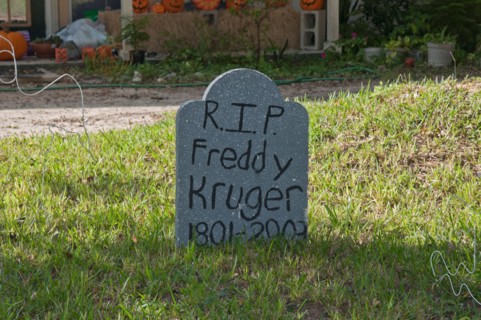 Halloween decorations in yard