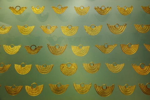 Pieces of goldsmith work, Gold museum, Bogota, Colombia, America