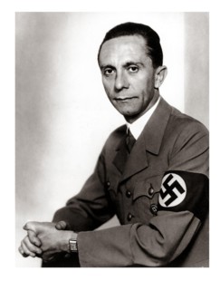 GOEBBELS 1930's portrait of infamous leading propaganda strategist Nazi, Joseph Goebbels wearing NSDAP military uniform with swastika armband
