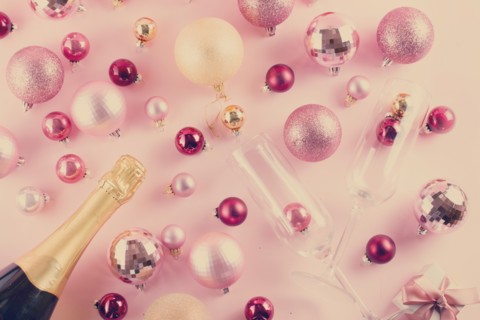 Christmas party with champagne