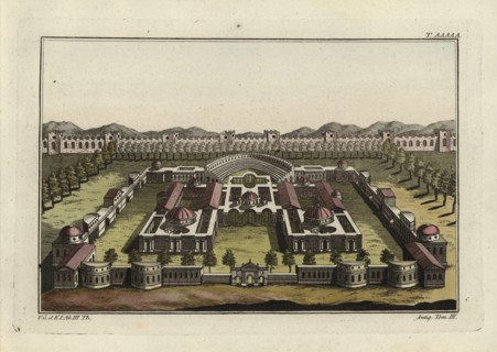 Baths of Diocletian (Thermae Diocletiani) in Rome, with hot baths Caldarium, sauna Tepidarium, cold baths Frigidarium and Natatio. Handcoloured copperplate engraving from Robert von Spalart's "Histori...