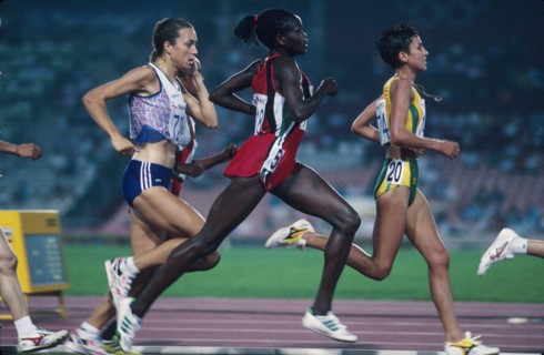 Barcelona, Spain, 1992:  Women's 1500 meter distance race during track and field competition at summer Olympic Games. . ©Bob Daemmrich /