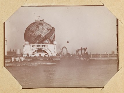 Album of the Universal Exhibition of 1900. Celestial Globe and ferris wheel Anonyme. Album de l'exposition universelle de 1900. Globe céleste et grande roue. 1900. Musée des Beaux-Arts de la Ville de ...
