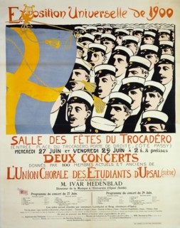 UNIVERSAL EXHIBITION 1900 CONCERT CHOIR OF THE UNION OF STUDENTS Uppsala, TROCADERO Albert Engstrom (1869-1940). Imprimerie Idun. Exposition Universelle de 1900, Concerts de l'Union Chorale des Etudia...