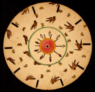 Birds, Butterflies, and Man Jumping, Phenakistiscope, 1833