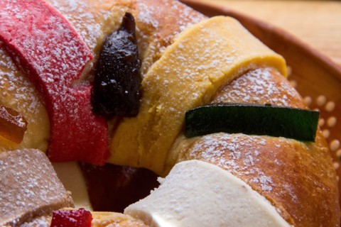 Traditional mexican "Rosca de Reyes" bread