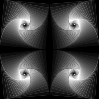 Monochrome swirling spiralling squares - 3D digital illustration