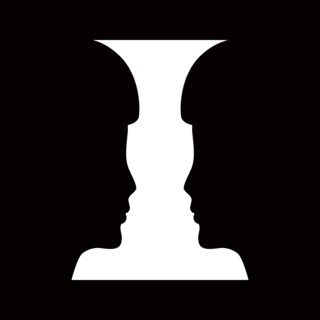 Two human faces silhouette or vase. Optical illusion.Vector illustration.