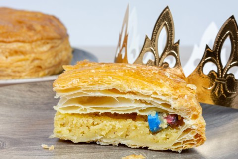 King Cake with marzipan. One part with bean.