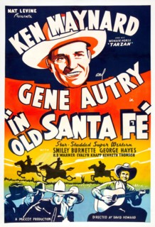 Ken Maynard - In Old Santa Fe (Mascot, R-1940s) Western movie - Vintage film poster