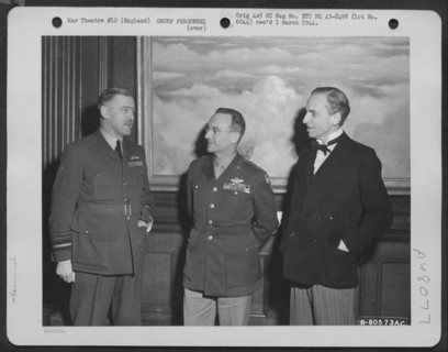 Major General Lewis H. Brereton, Center, Talks With Air Chief Marshal Sir Leigh Mallory, Left, And Sir Archibald Sinclair After Being Awarded An Honorary Knighthood In London, England On 16 November 1...