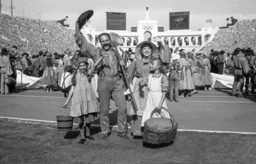 OLYMPIC SUMMER GAMES LOS ANGELES 1984 OLYMPIC OPENING CEREMONY at Coliseum stadium with a show of American history
