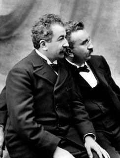 The Lumiere Brothers. Portrait of The Lumière brothers, Auguste Marie Louis Nicolas Lumière (1862-1954) and Louis Jean Lumière (1864-1948). Auguste is on the left, Louis on the right.