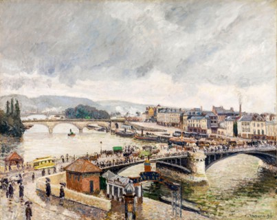 Camille Pissarro, View of the Great Bridge to Rouen in the rain, painting in oil on canvas, 1896