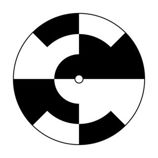 Template for a rotating disk to turn the whole surface into gray color. Circles with alternating black and white segments.
