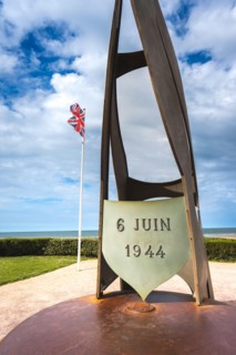 War monument at Sword Beach, Normandy, France. August 15 2023.