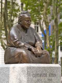 The statue of Gertrude Stein in Bryant Park Manhattan New York City USA