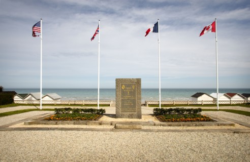 World War 2 Liberation memorial at D Day Sword Beach, Luc Sur Mer, Normandy, France
