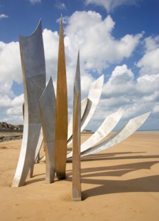 Les Braves D Day World War 2 sculpture at Omaha Beach, Normandy, France, Europe