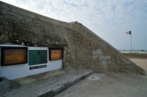 German Second World War bunker in front of the WW2 Gold Beach at Asnelles, Normandy, France