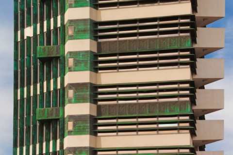 USA, Oklahoma, Bartlesville, Price Tower, only skyscraper designed by Frank Lloyd Wright, built in 1956