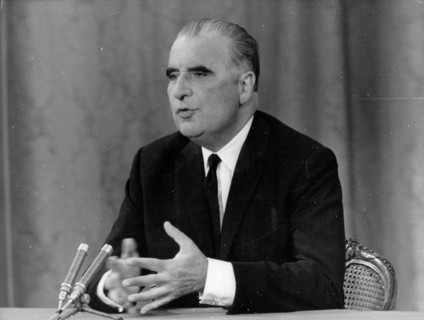 Georges Pompidou speaking at a conference