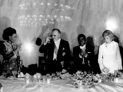 Presidents Georges Pompidou and Felix Houphouet-Boigny