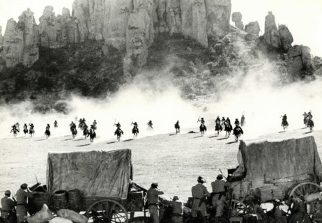 Scene of a western movie, Attack on horseback