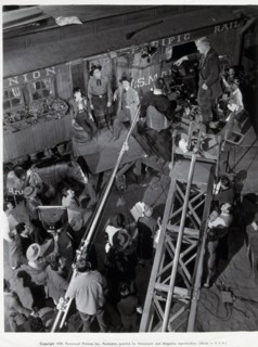 1939, Film Title: UNION PACIFIC, Director: CECIL B DeMILLE, Studio: PARAMOUNT, Pictured: BEHIND THE SCENES, CECIL B DeMILLE, EPIC, HISTORICAL, LOVE (TRIANGLE), JOEL McCREA, ROBERT PRESTON, RAILROADS, ...