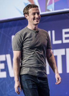 Barcelona, Spain. 22nd February, 2016. MARK ZUCKERBERG, Founder and CEO of Facebook, enters the stage for a keynote during the first day of the annual Mobile World Congress, one of the most important ...