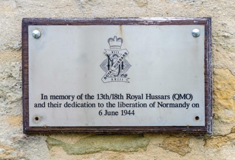 Sword Beach, Normandy, France - Memorial to 13th/18th Royal Hussars who came ashore on D Day, 6 June 1944