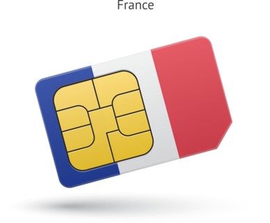 France mobile phone sim card with flag.