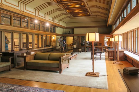The Frank Lloyd Wright Period Room exhibit at the Metropolitan Museum of Art, New York City, USA.