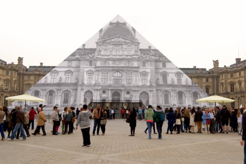 JR's installation at the Louvre, Paris